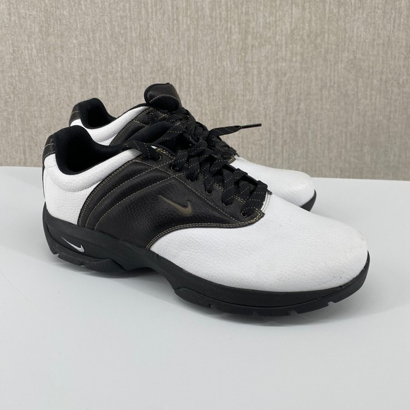 Nike Sport Golf Shoes Mens US 9 White Cleats Performance SP-3 Saddle Lace Up - Picture 1 of 11